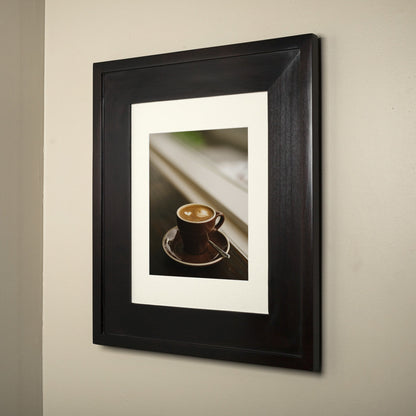 Fox Hollow Furnishings 14" x 18" Coffee Bean Large Special 3" Depth Recessed Picture Frame Medicine Cabinet With Mirror and White Matting