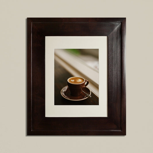 Fox Hollow Furnishings 14" x 18" Coffee Bean Large Special 3" Depth Recessed Picture Frame Medicine Cabinet With White Matting