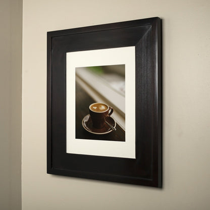 Fox Hollow Furnishings 14" x 18" Coffee Bean Large Special 6" Depth Recessed Picture Frame Medicine Cabinet With Mirror and Black Matting
