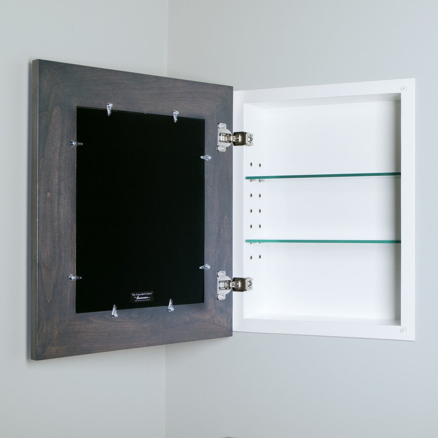 Fox Hollow Furnishings 14" x 18" Gray Standard 4" Depth Natural Interior Mirrored Medicine Cabinet
