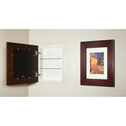 Fox Hollow Furnishings 14" x 18" Large Espresso Natural Interior Recessed Picture Frame Medicine Cabinet With White Matting