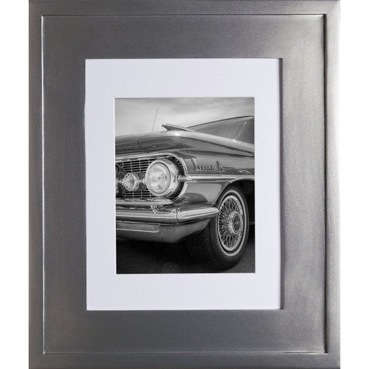 Fox Hollow Furnishings 14" x 18" Large Silver Special 3" Depth Recessed Picture Frame Medicine Cabinet With Black Matting