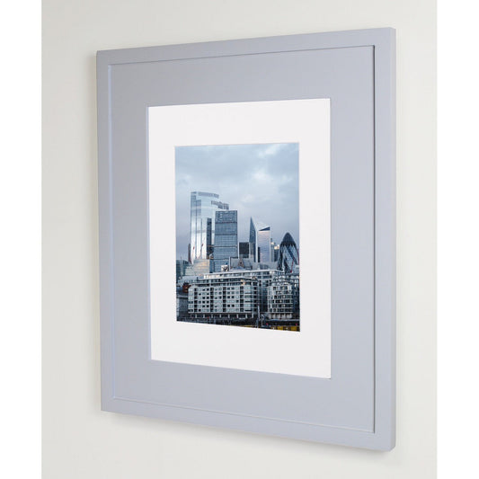 Fox Hollow Furnishings 14" x 18" Light Gray Large White Interior Standard Depth Recessed Picture Frame Medicine Cabinet