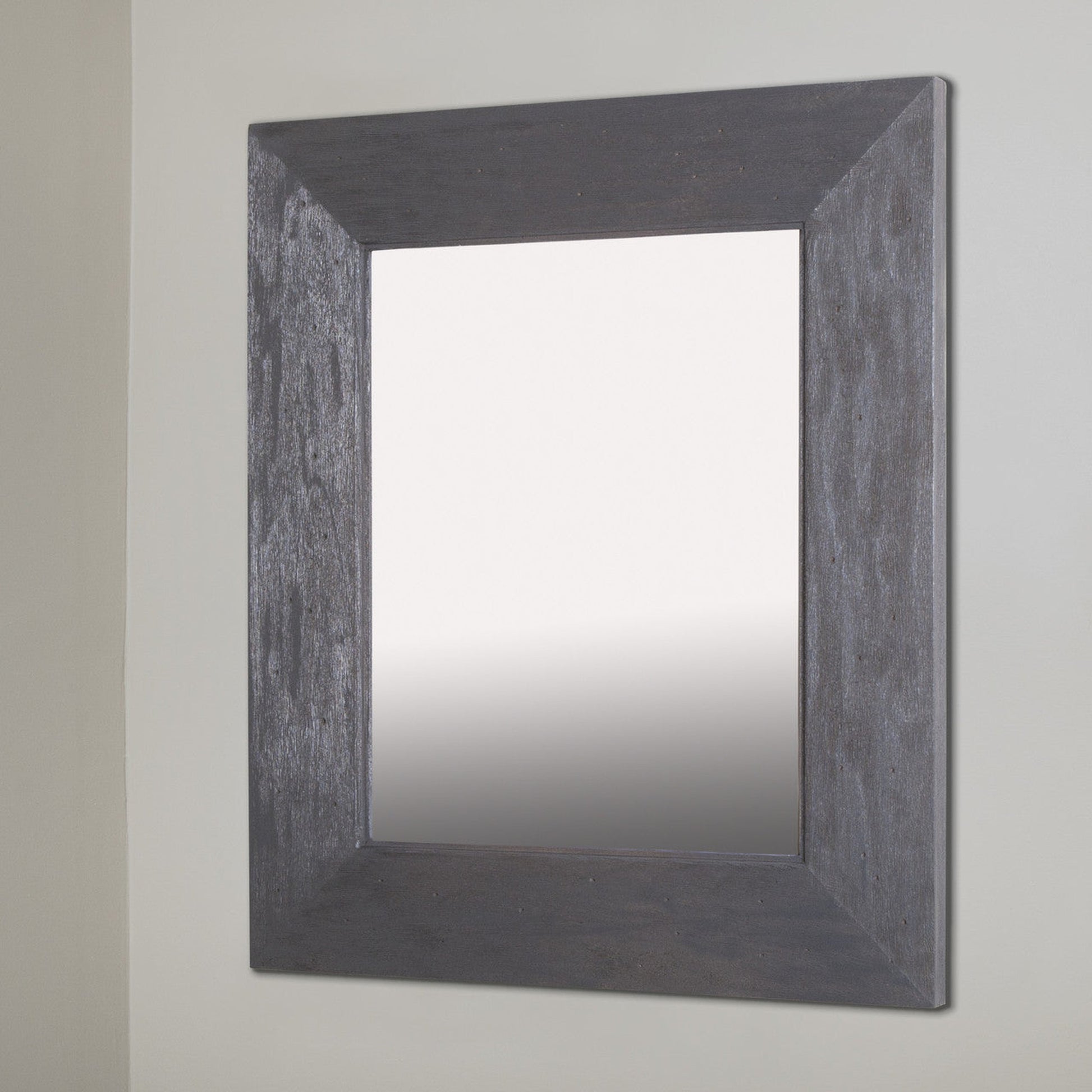 Fox Hollow Furnishings 14" x 18" Rustic Gray Special 3" Depth White Interior Mirrored Medicine Cabinet