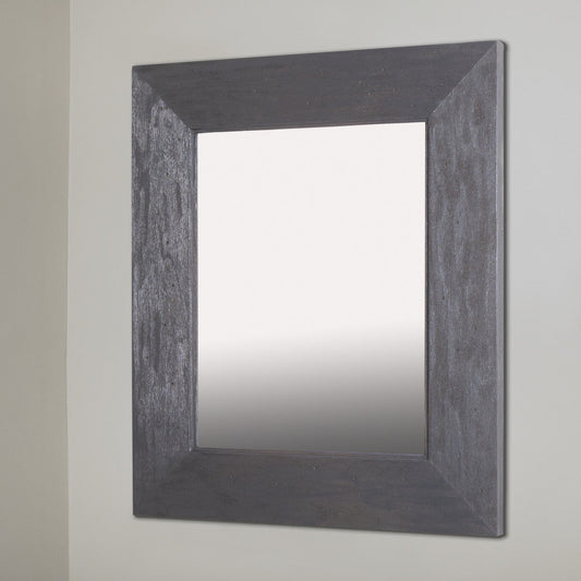 Fox Hollow Furnishings 14" x 18" Rustic Gray Special 3" Depth White Interior Mirrored Medicine Cabinet