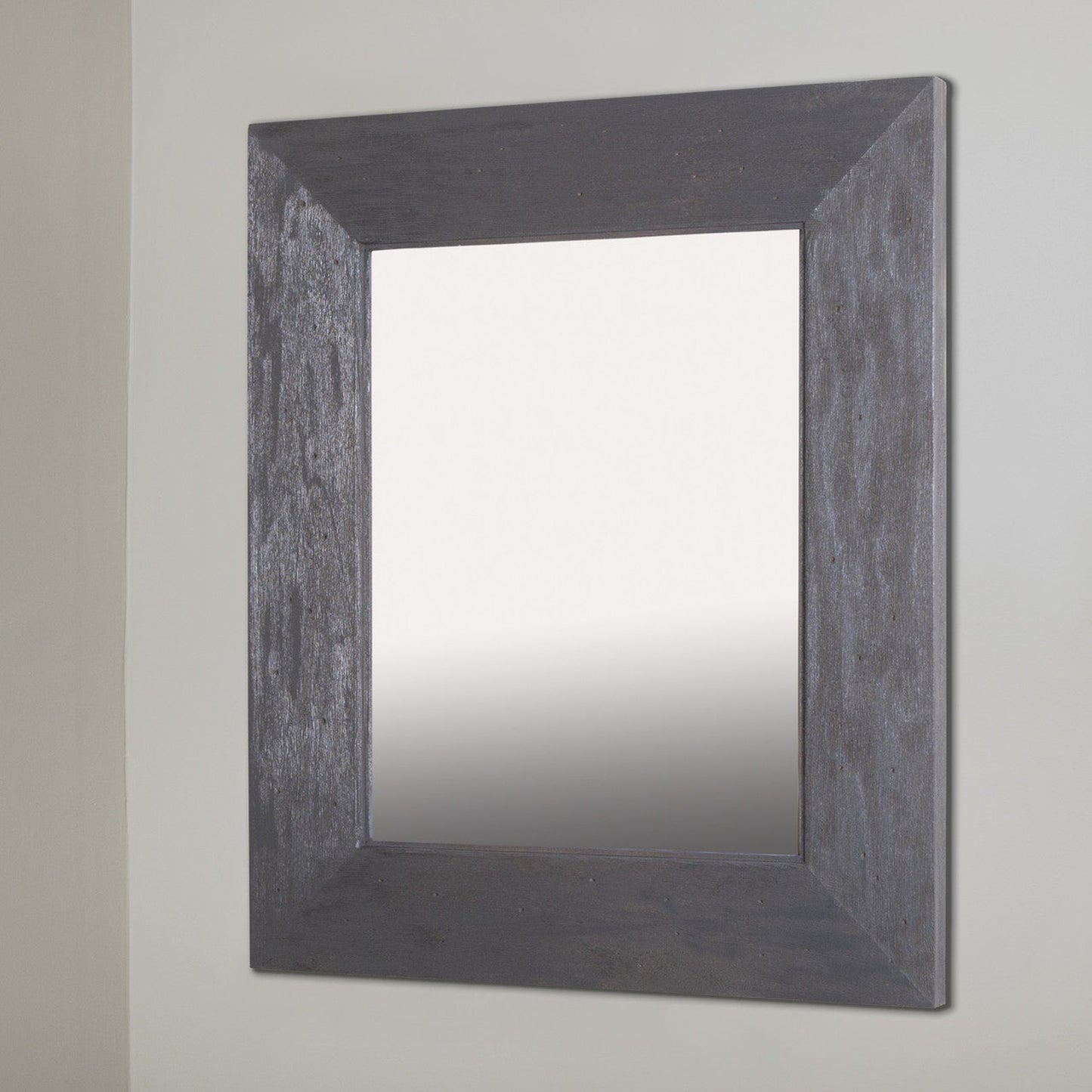 Fox Hollow Furnishings 14" x 18" Rustic Gray Special 6" Depth White Interior Mirrored Medicine Cabinet