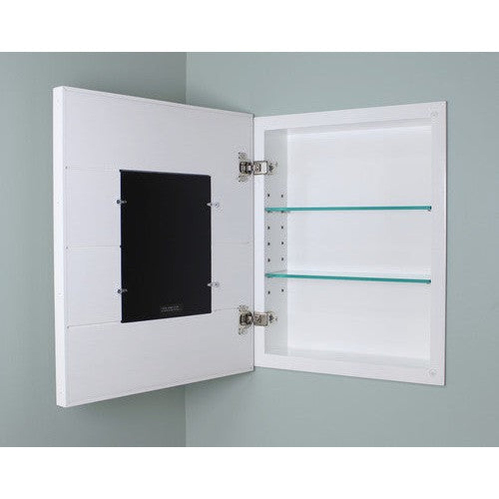 Fox Hollow Furnishings 14" x 18" Seabreeze White Special 6" Depth White Interior Mirrored Medicine Cabinet