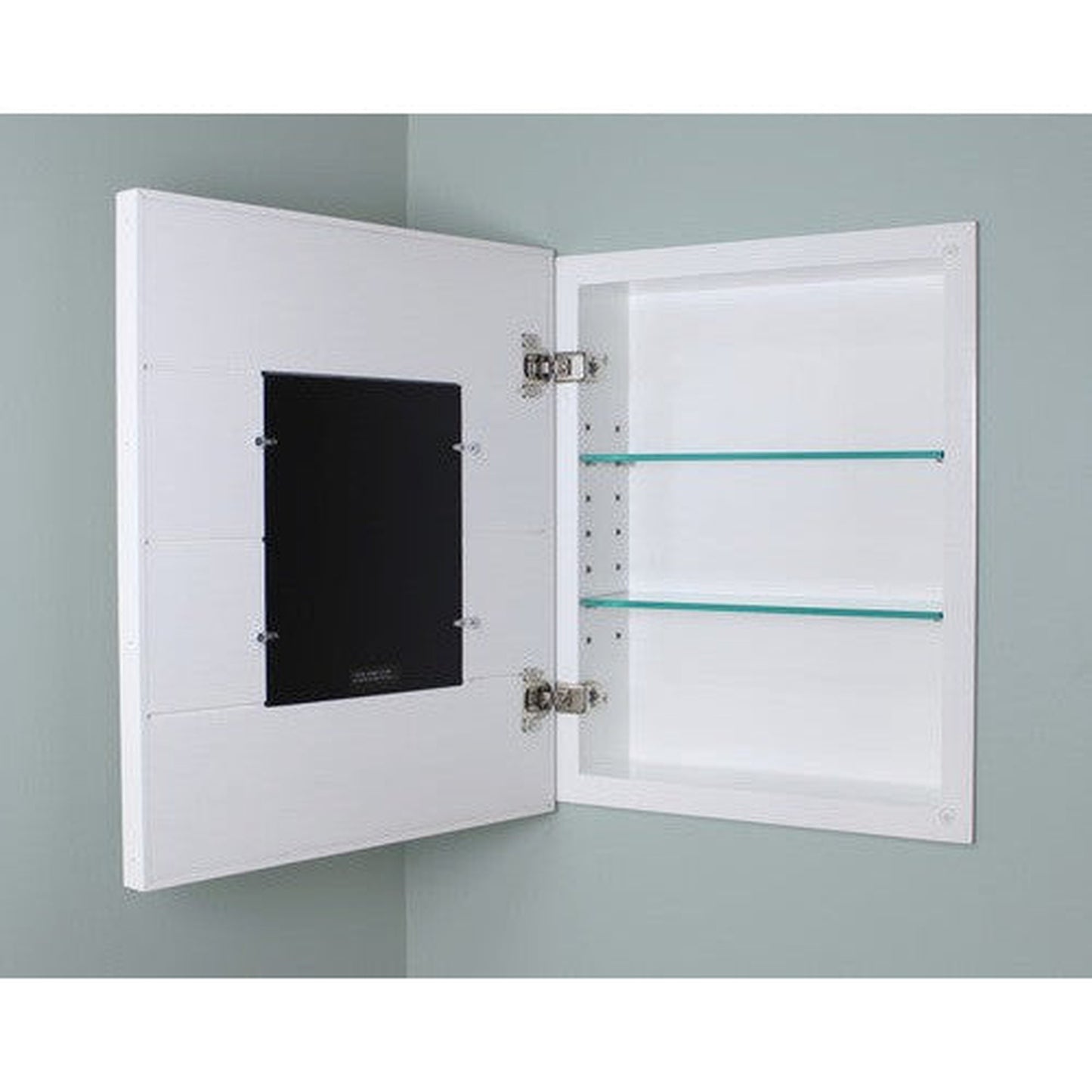 Fox Hollow Furnishings 14" x 18" Seabreeze White Standard 4" Depth White Interior Mirrored Medicine Cabinet
