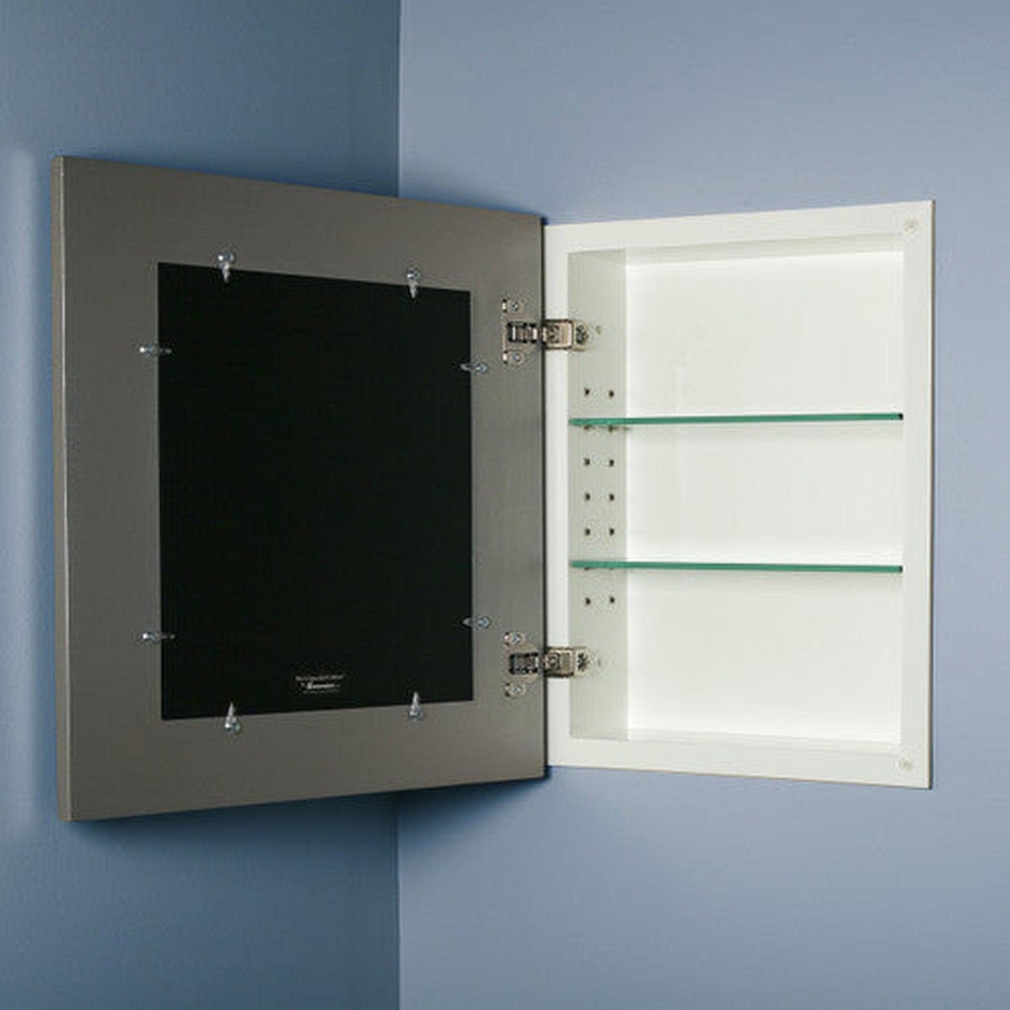 Fox Hollow Furnishings 14" x 18" Silver Standard 4" Depth White Interior Mirrored Medicine Cabinet