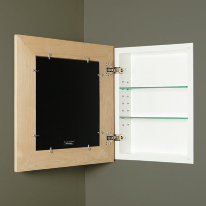 Fox Hollow Furnishings 14" x 18" Unfinished Flat Edge Special 3" Depth White Interior Mirrored Medicine Cabinet