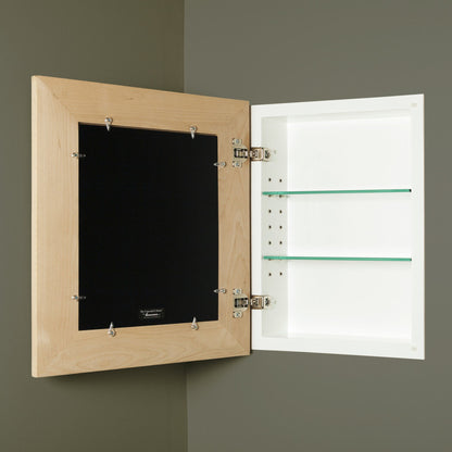 Fox Hollow Furnishings 14" x 18" Unfinished Flat Edge Special 6" Depth White Interior Mirrored Medicine Cabinet