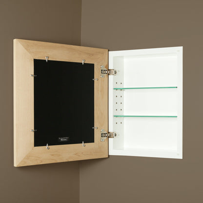Fox Hollow Furnishings 14" x 18" Unfinished Raised Edge Standard 4" Depth White Interior Mirrored Medicine Cabinet