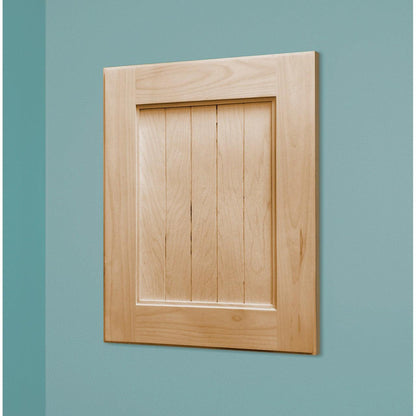 Fox Hollow Furnishings 14" x 18" Unfinished Shaker Beadboard Natural Interior Standard 4" Depth Recessed Medicine Cabinet