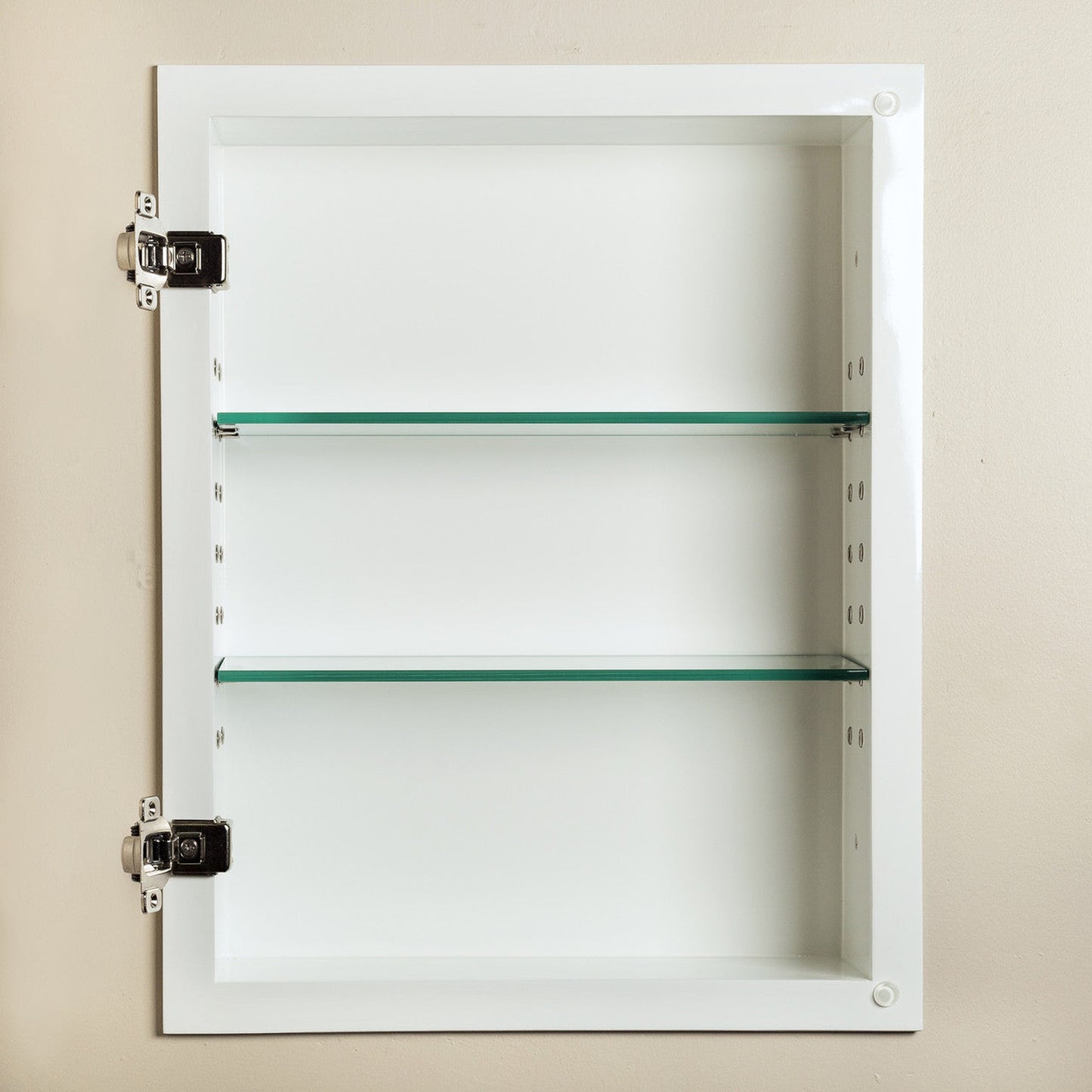 Fox Hollow Furnishings 14" x 18" White Concealed Shaker Style Special 6" Depth White Interior Recessed Medicine Cabinet