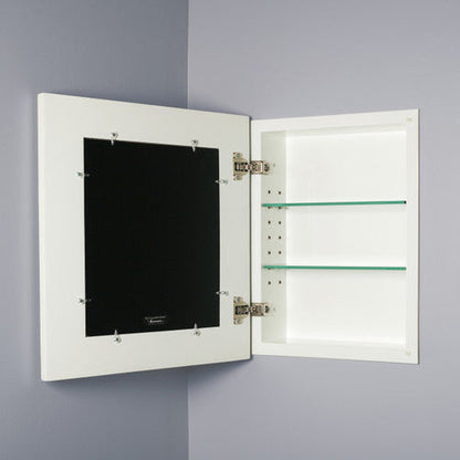 Fox Hollow Furnishings 14" x 18" White Contemporary Special 3" Depth White Interior Mirrored Medicine Cabinet