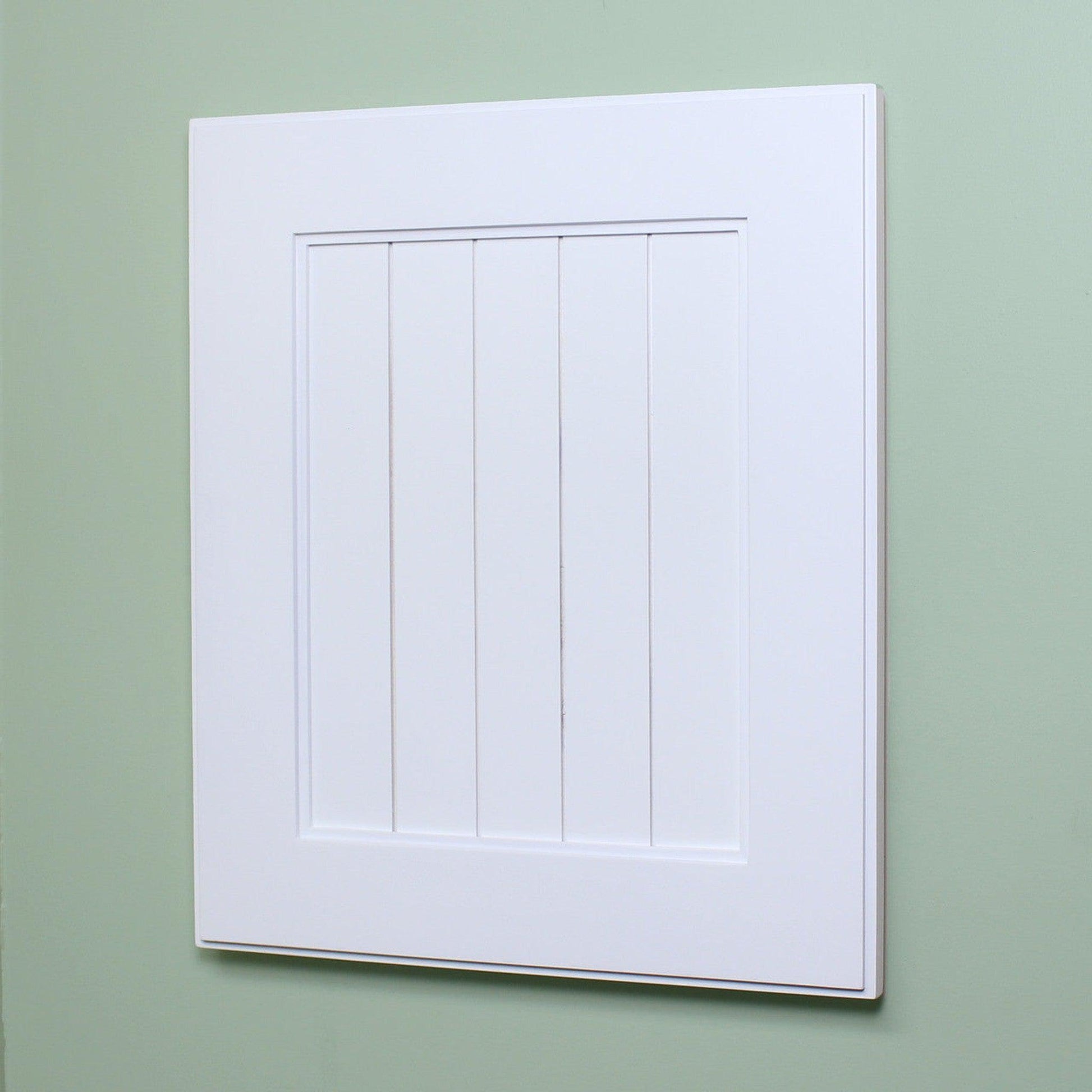 Fox Hollow Furnishings 14" x 18" White Shaker Beadboard White Interior Special 3" Depth Recessed Medicine Cabinet With Mirror