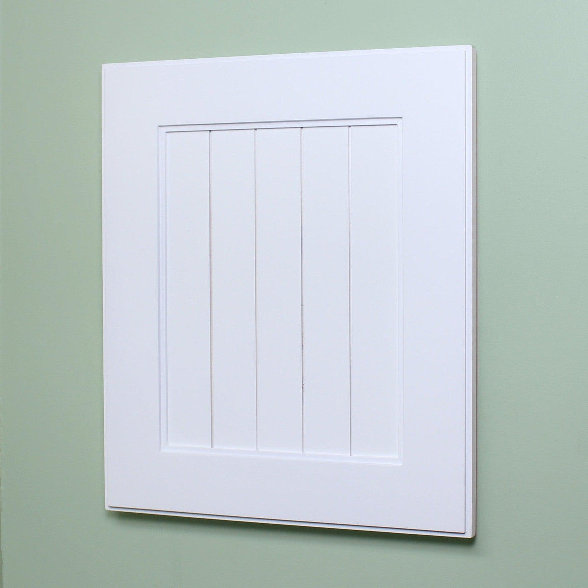 Fox Hollow Furnishings 14" x 18" White Shaker Beadboard White Interior Special 3" Depth Recessed Medicine Cabinet