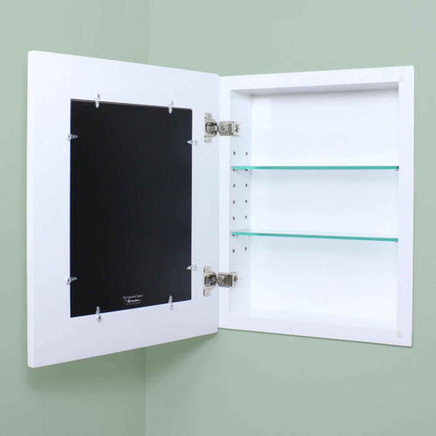 Fox Hollow Furnishings 14" x 18" White Shaker Beadboard White Interior Standard 4" Depth Recessed Medicine Cabinet With Mirror
