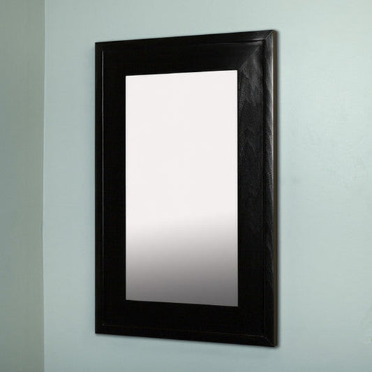 Fox Hollow Furnishings 14" x 24" Black Extra Large Special 3" Depth White Interior Recessed Picture Frame Medicine Cabinet With Mirror and Black 8" x 10" Matting