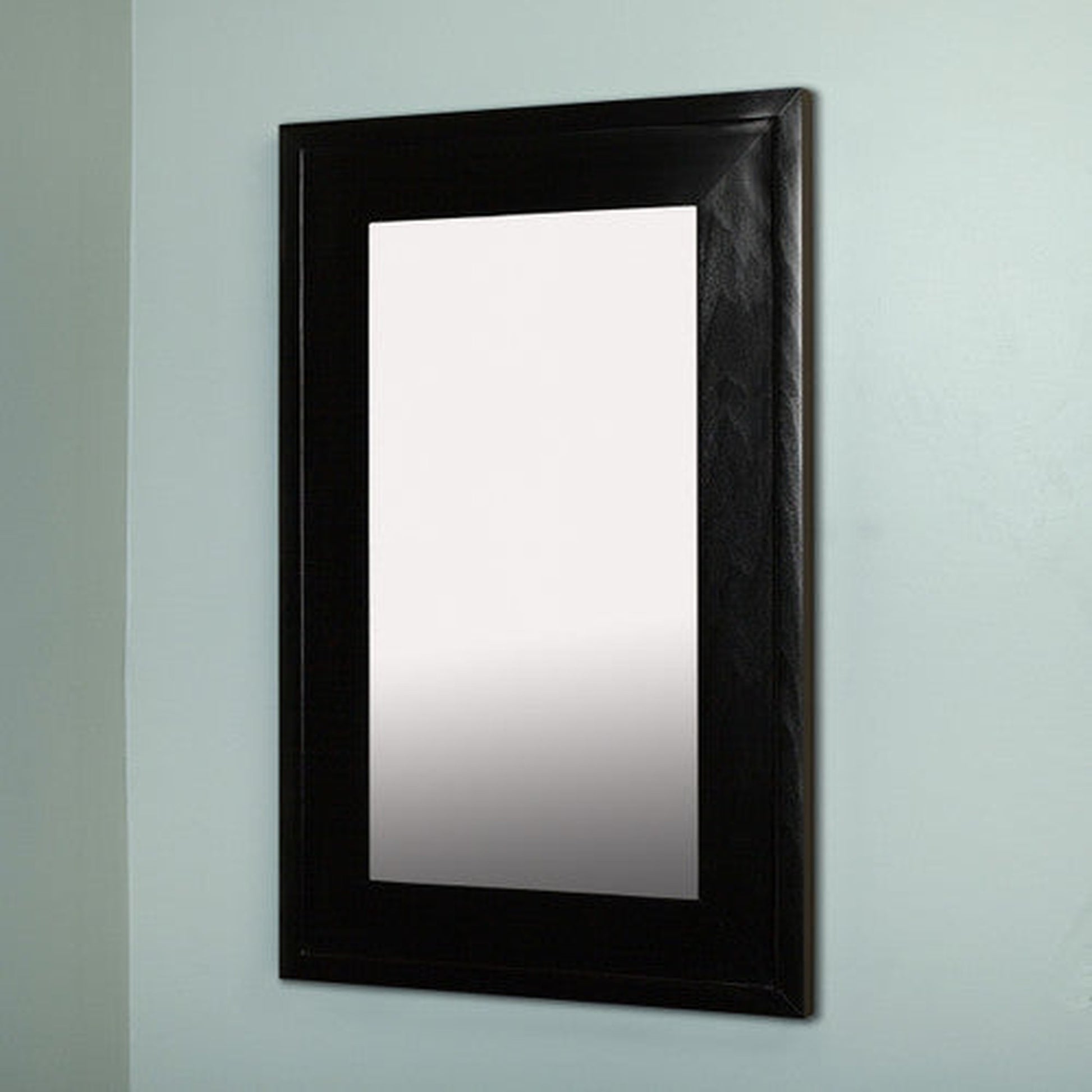 Fox Hollow Furnishings 14" x 24" Black Extra Large Special 6" Depth White Interior Recessed Picture Frame Medicine Cabinet With Mirror and White 8" x 10" Matting