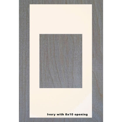 Fox Hollow Furnishings 14" x 24" Black Extra Large Standard Depth Natural Interior Recessed Picture Frame Medicine Cabinet With Ivory 8" x 10" Matting