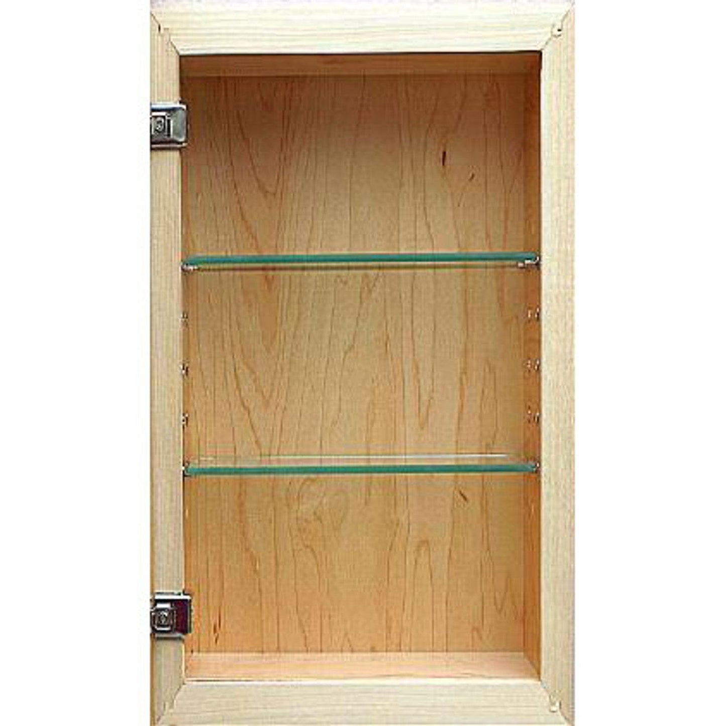 Fox Hollow Furnishings 14" x 24" Black Extra Large Standard Depth Natural Interior Recessed Picture Frame Medicine Cabinet With White 8" x 10" Matting