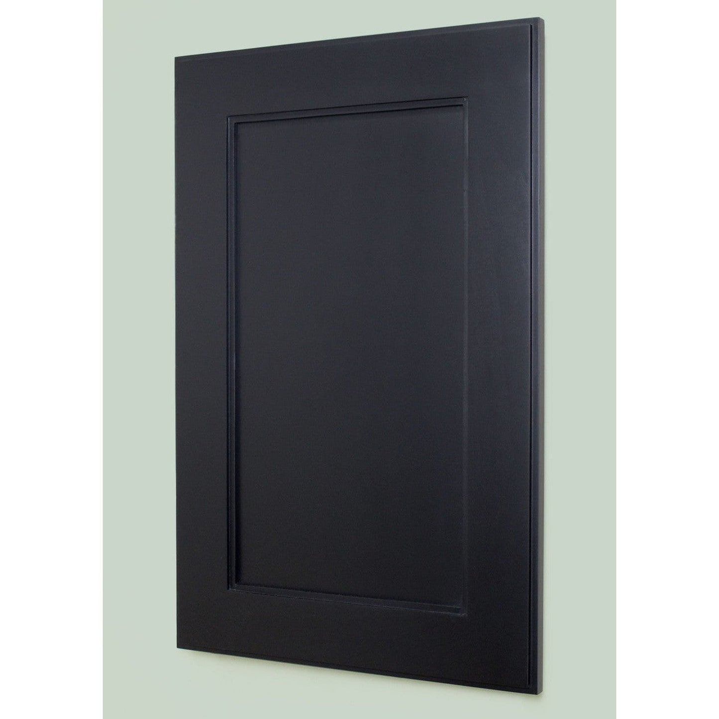 Fox Hollow Furnishings 14" x 24" Black Shaker Style White Interior Special 3" Depth Recessed Medicine Cabinet With Mirror