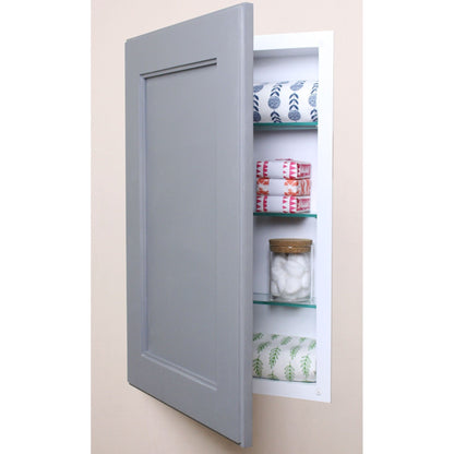 Fox Hollow Furnishings 14" x 24" Dark Gray Shaker Style Natural Interior Standard 4" Depth Recessed Medicine Cabinet