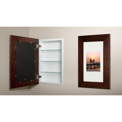 Fox Hollow Furnishings 14" x 24" Espresso Extra Large Special 3" Depth White Interior Recessed Picture Frame Medicine Cabinet