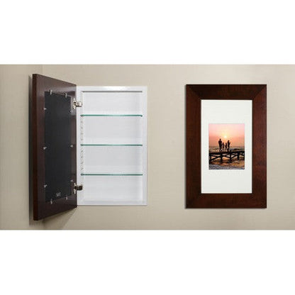 Fox Hollow Furnishings 14" x 24" Espresso Extra Large Special 3" Depth White Interior Recessed Picture Frame Medicine Cabinet With Mirror