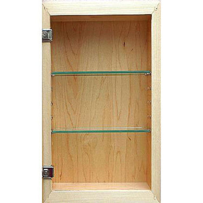 Fox Hollow Furnishings 14" x 24" Extra Large Unfinished Standard 4" Depth Natural Interior Recessed Picture Frame Medicine Cabinet With Mirror and White 5" x 7" Three Opening Matting