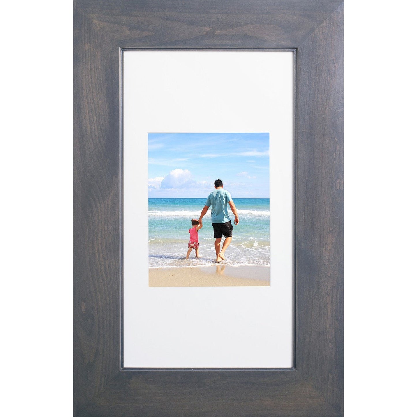 Fox Hollow Furnishings 14" x 24" Gray Extra Large Special 3" Depth White Interior Recessed Picture Frame Medicine Cabinet