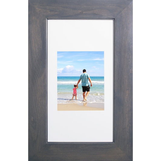 Fox Hollow Furnishings 14" x 24" Gray Extra Large Special 6" Depth White Interior Recessed Picture Frame Medicine Cabinet