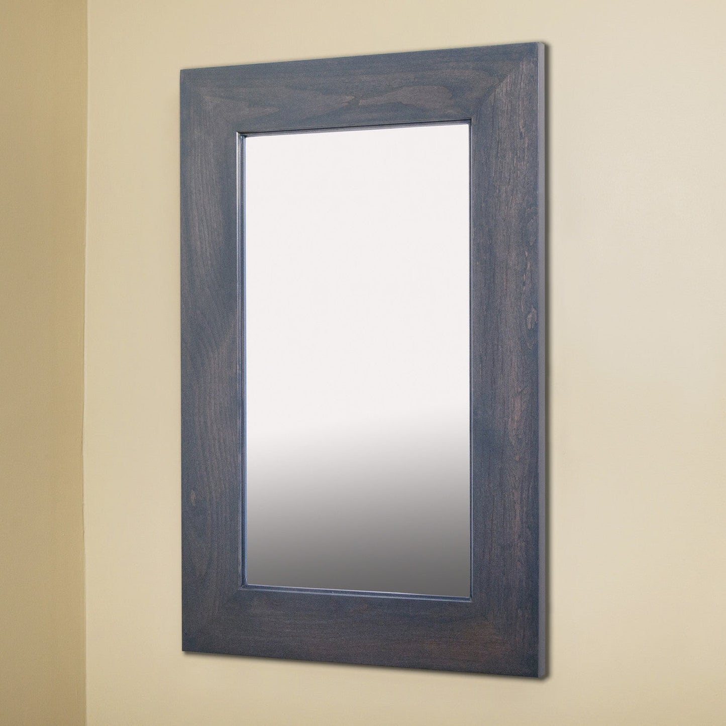 Fox Hollow Furnishings 14" x 24" Gray Standard 4" Depth Natural Interior Mirrored Medicine Cabinet