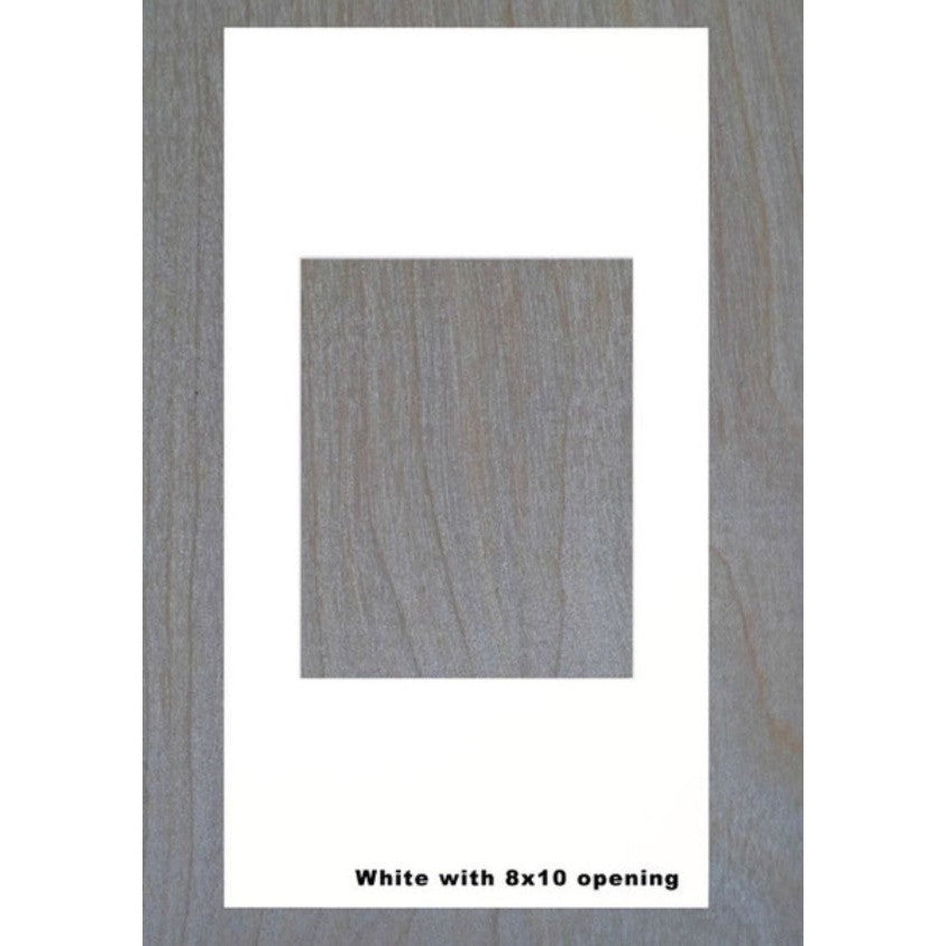 Fox Hollow Furnishings 14" x 24" Light Gray Extra Large Special 3" Depth White Interior Recessed Picture Frame Medicine Cabinet With White 8" x 10" Matting