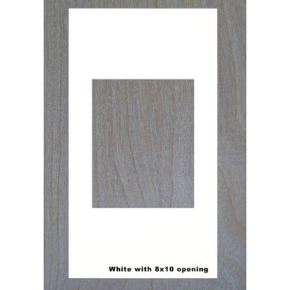 Fox Hollow Furnishings 14" x 24" Light Gray Extra Large Standard 4" Depth Natural Interior Recessed Picture Frame Medicine Cabinet With White 8" x 10" Matting