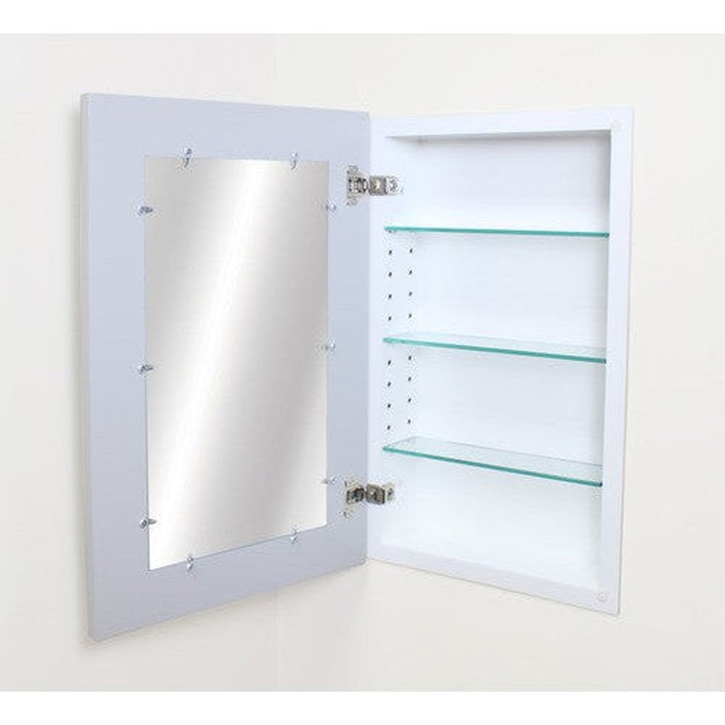 Fox Hollow Furnishings 14" x 24" Light Gray Extra Large Standard 4" Depth White Interior Recessed Picture Frame Medicine Cabinet With Mirror