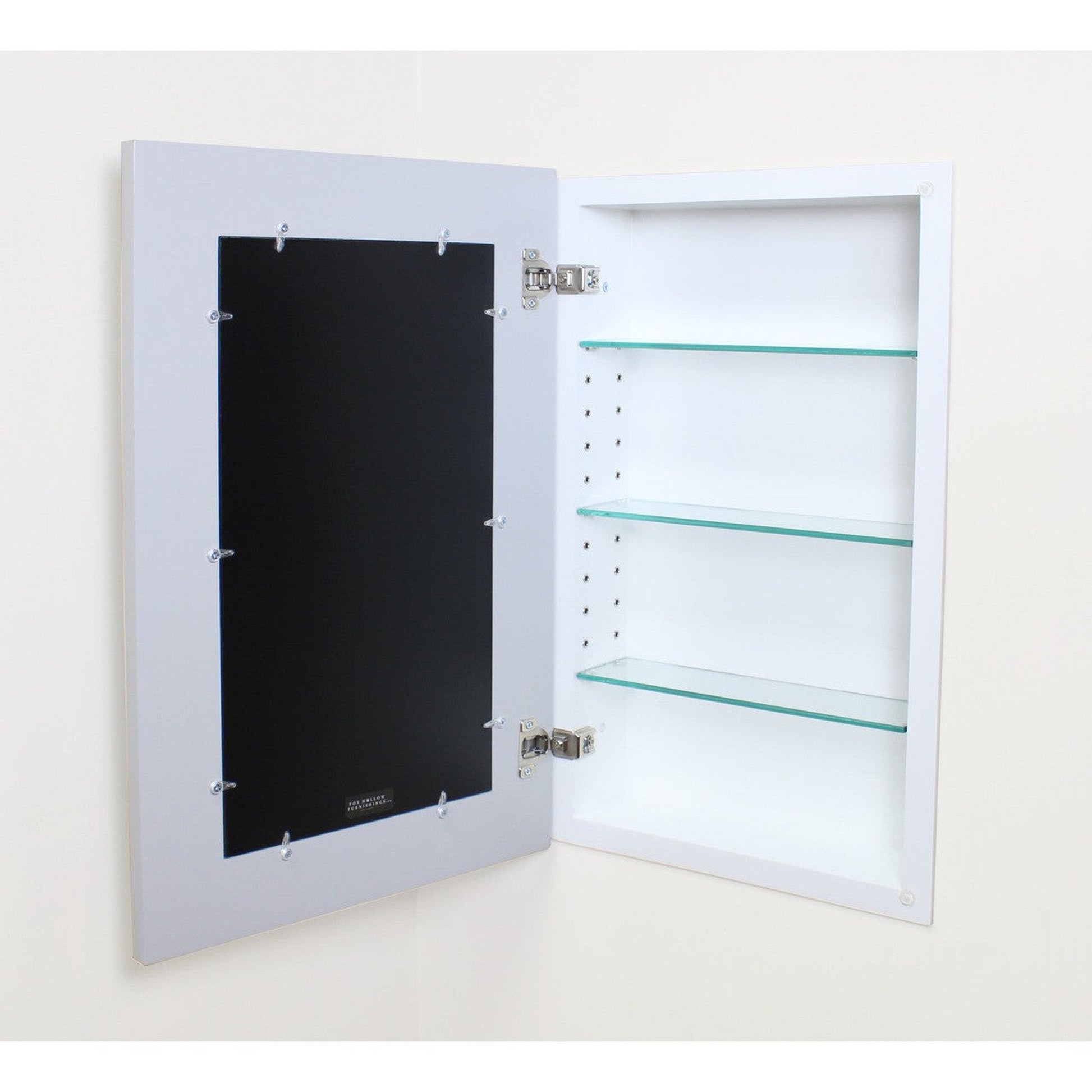 Fox Hollow Furnishings 14" x 24" Light Gray Standard 4" Depth White Interior Mirrored Medicine Cabinet