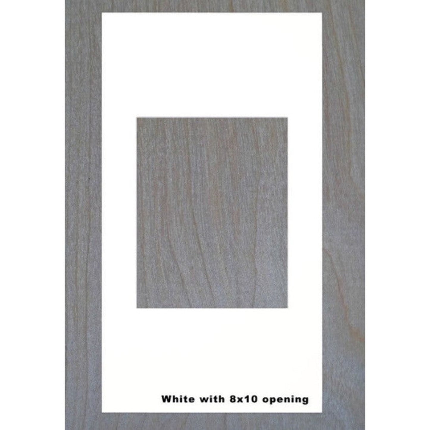Fox Hollow Furnishings 14" x 24" Rustic Gray Extra Large Special 3" Depth White Interior Recessed Picture Frame Medicine Cabinet With White 8" x 10" Matting