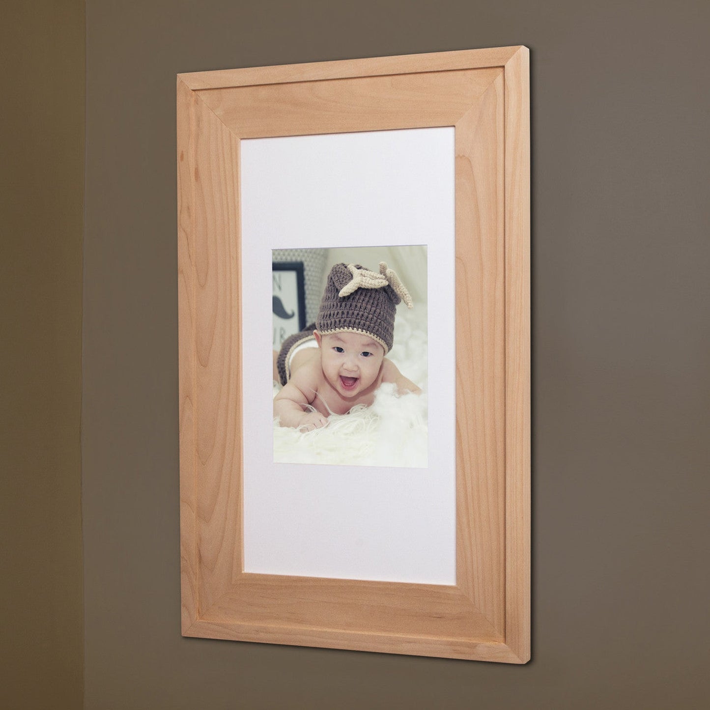 Fox Hollow Furnishings 14" x 24" Unfinished Extra Large Standard 4" Depth Natural Interior Recessed Picture Frame Medicine Cabinet