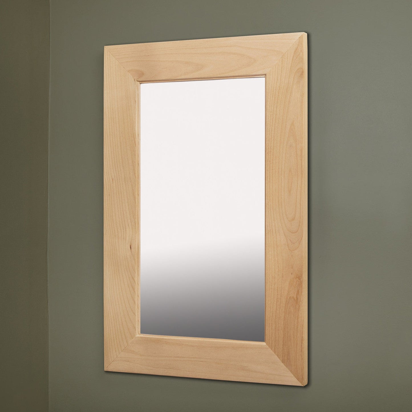 Fox Hollow Furnishings 14" x 24" Unfinished Flat Edge Special 3" Depth Natural Interior Mirrored Medicine Cabinet