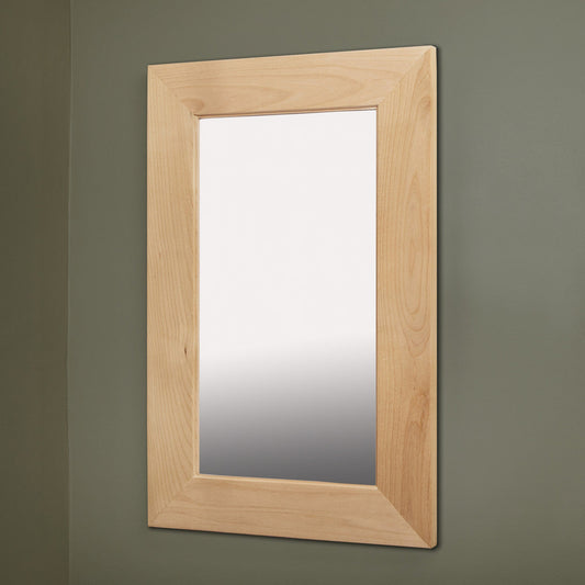 Fox Hollow Furnishings 14" x 24" Unfinished Flat Edge Standard 4" Depth Natural Interior Mirrored Medicine Cabinet