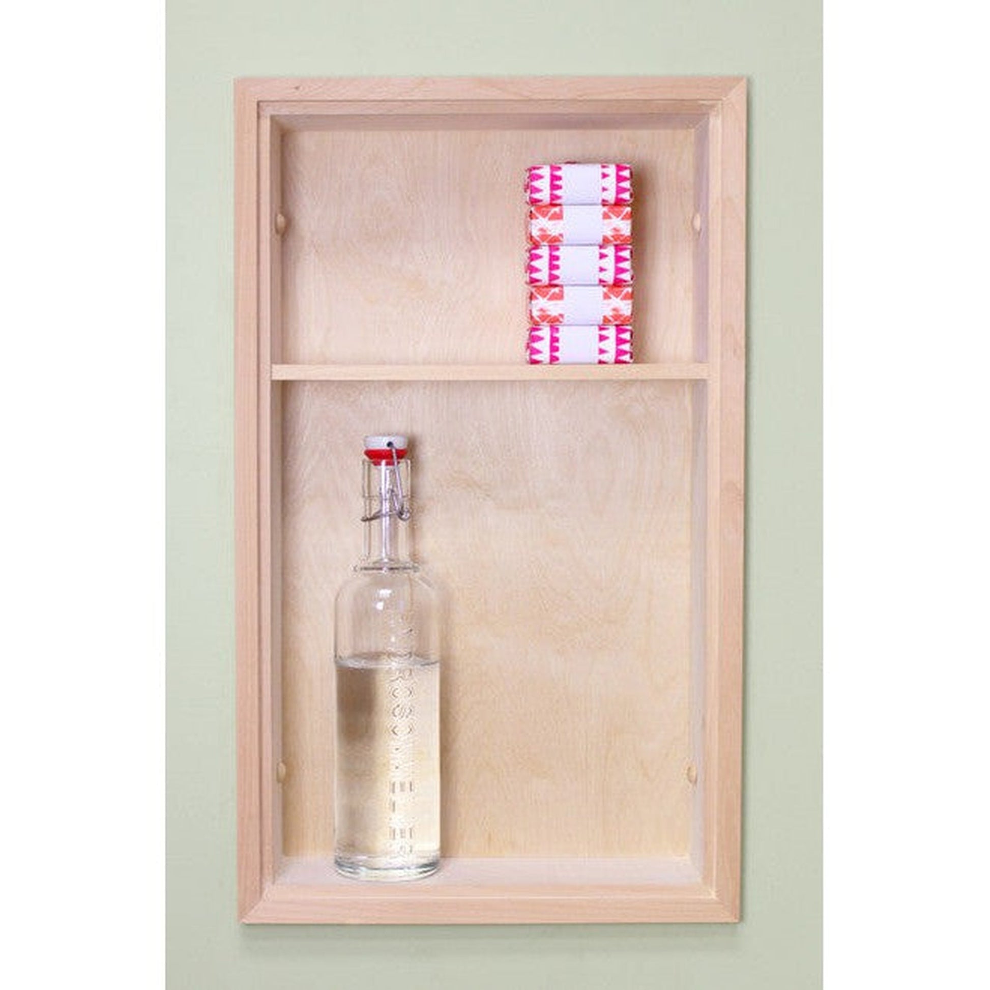 Fox Hollow Furnishings 14" x 24" Unfinished Recessed Sloane Wall Niche With Plain Back and One Shelf