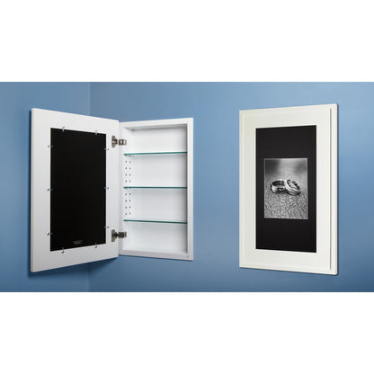 Fox Hollow Furnishings 14" x 24" White Extra Large Contemporary Special 3" Depth White Interior Recessed Picture Frame Medicine Cabinet With Mirror