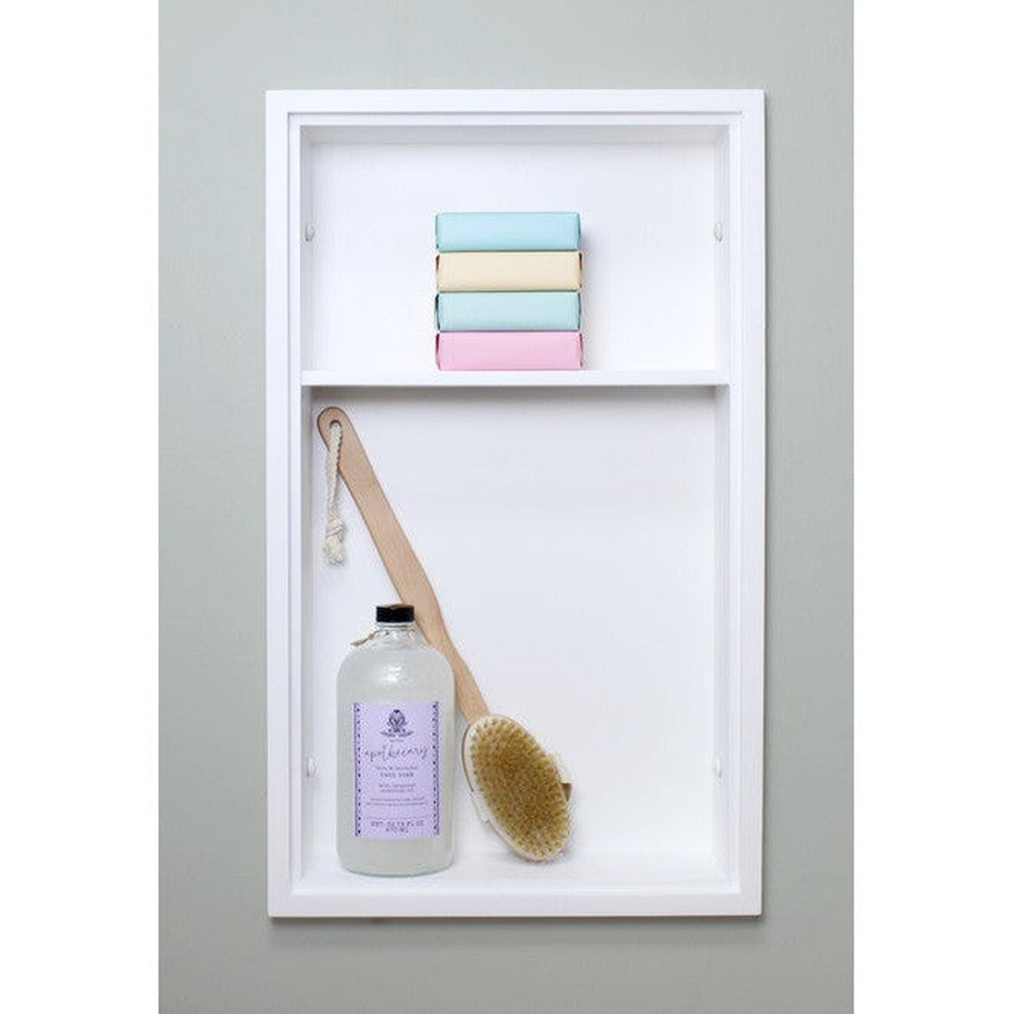 Fox Hollow Furnishings 14" x 24" White Recessed Sloane Wall Niche With Plain Back and One Shelf