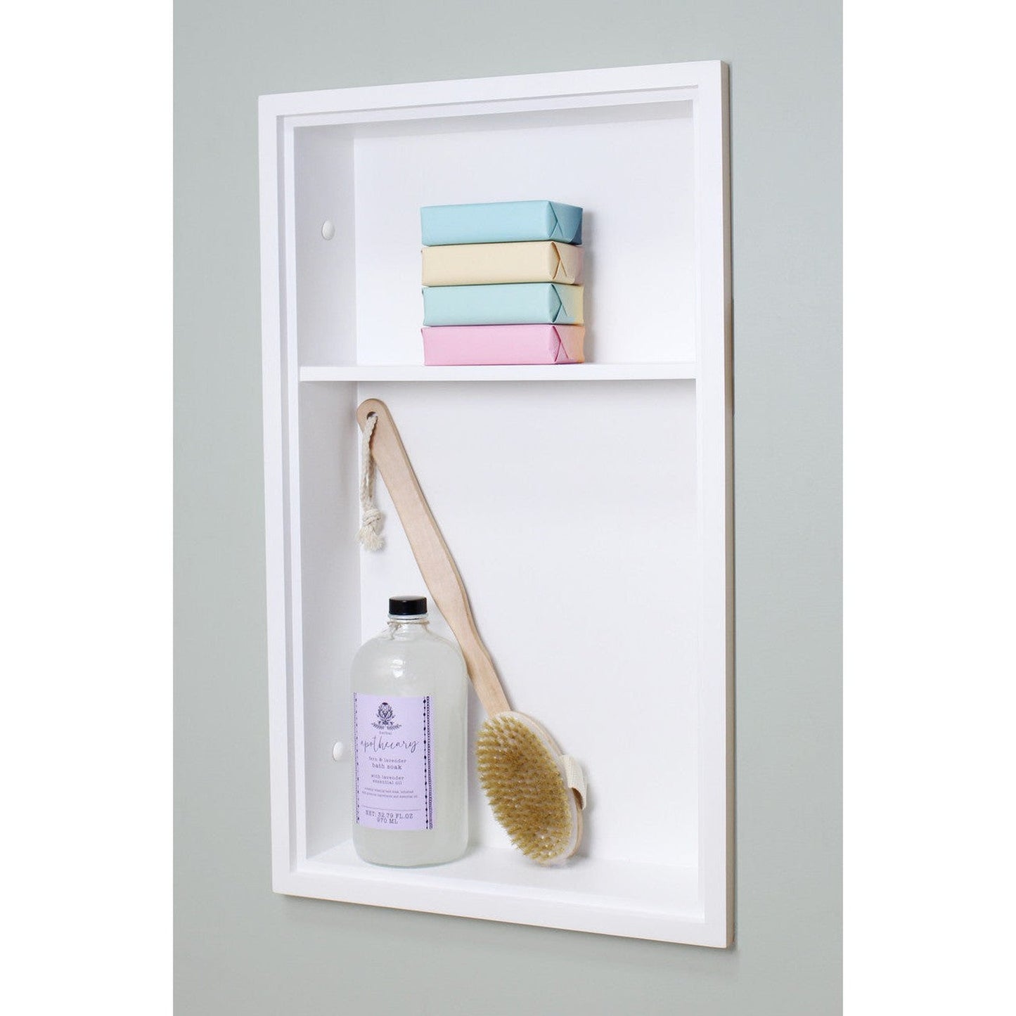 Fox Hollow Furnishings 14" x 24" White Recessed Sloane Wall Niche With Plain Back and One Shelf