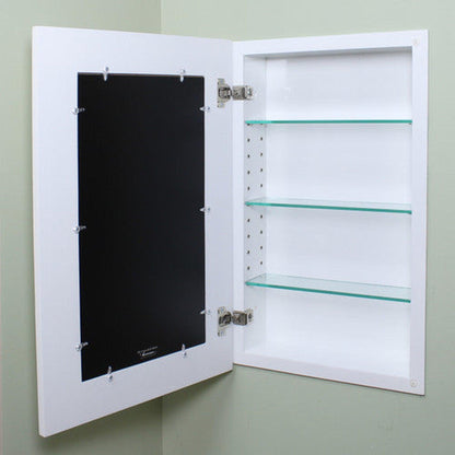 Fox Hollow Furnishings 14" x 24" White Shaker Style White Interior Special 6" Depth Recessed Medicine Cabinet With Mirror