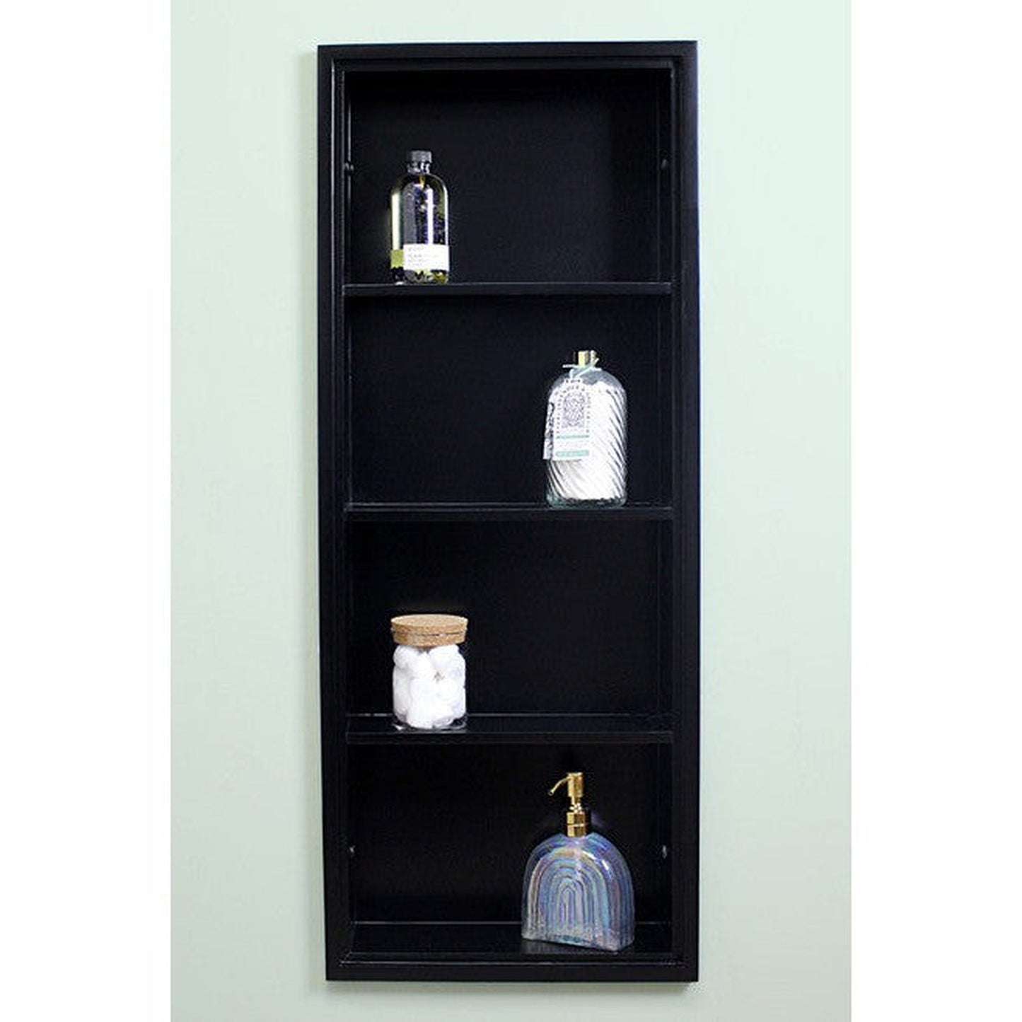 Fox Hollow Furnishings 14" x 36" Black Recessed Sloane Wall Niche With Plain Back and Three Shelves