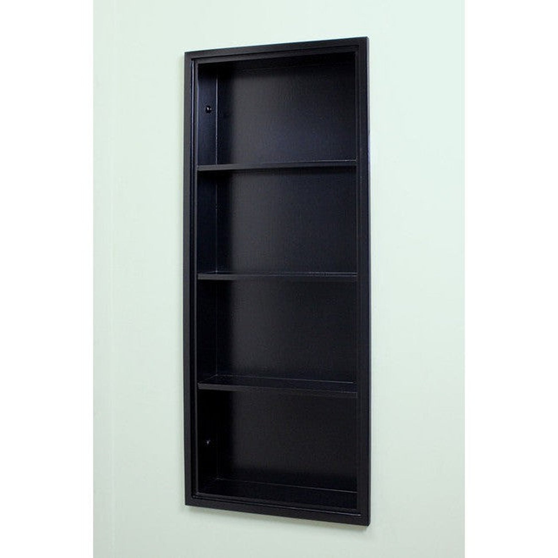 Fox Hollow Furnishings 14" x 36" Black Recessed Sloane Wall Niche With Plain Back and Three Shelves