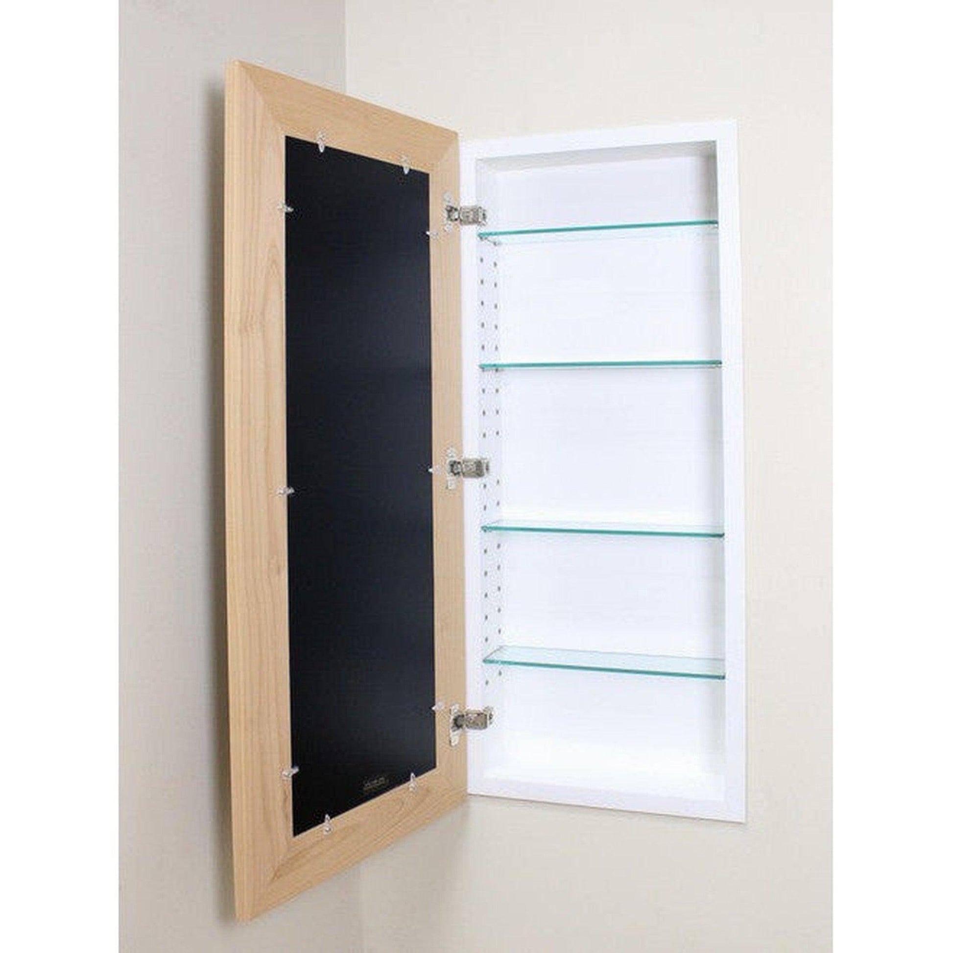 Fox Hollow Furnishings 14" x 36" Unfinished Flat XXL Recessed Picture Frame Medicine Cabinet With White 5" x 7" Five Opening Matting